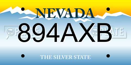 894AXB Nevada License Plate
