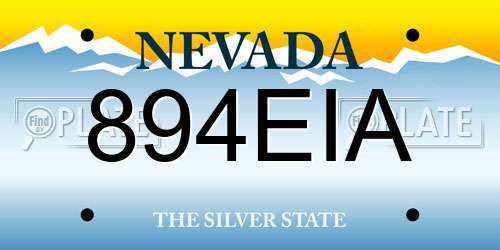 894EIA Nevada License Plate