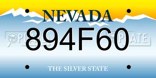 894F60 Nevada License Plate