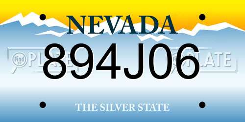 894J06 Nevada License Plate