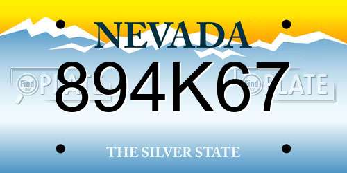 894K67 Nevada License Plate