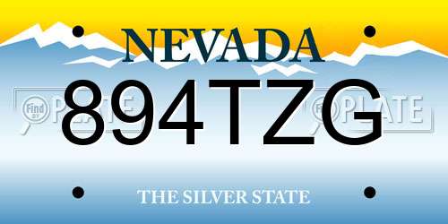 894TZG Nevada License Plate