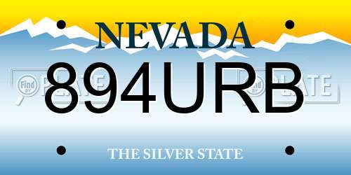 894URB Nevada License Plate
