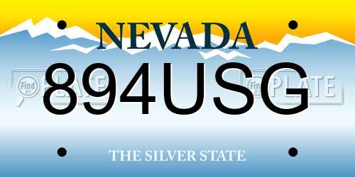 894USG Nevada License Plate