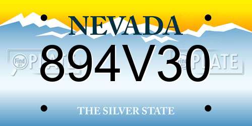 894V30 Nevada License Plate