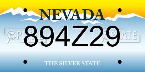 894Z29 Nevada License Plate