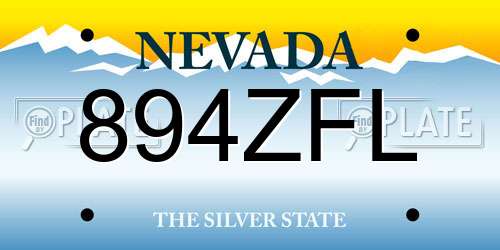 894ZFL Nevada License Plate