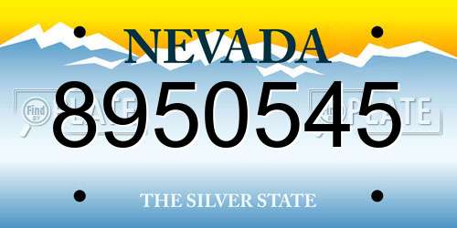 8950545 Nevada License Plate