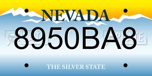 8950BA8 Nevada License Plate