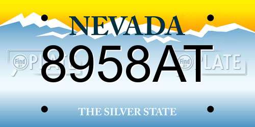 8958AT Nevada License Plate
