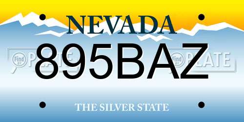 895BAZ Nevada License Plate
