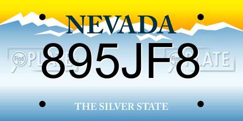 895JF8 Nevada License Plate