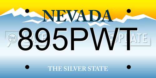 895PWT Nevada License Plate