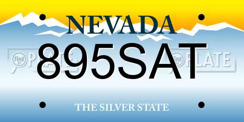 895SAT Nevada License Plate