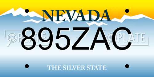 895ZAC Nevada License Plate