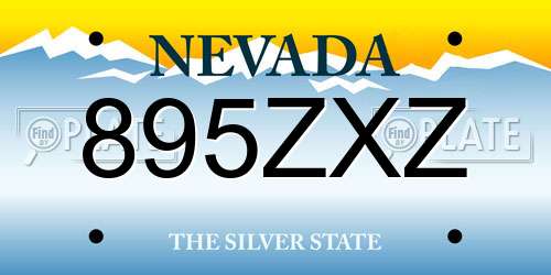 895ZXZ Nevada License Plate