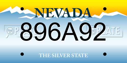 896A92 Nevada License Plate
