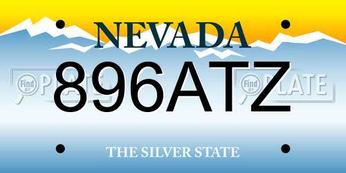 896ATZ Nevada License Plate