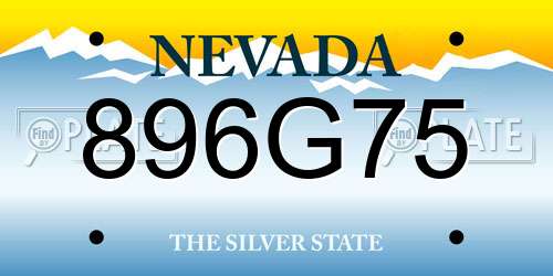 896G75 Nevada License Plate