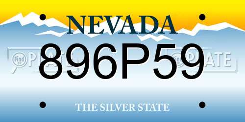 896P59 Nevada License Plate