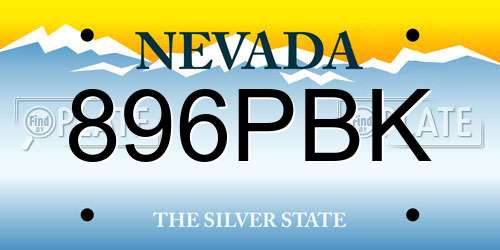 896PBK Nevada License Plate
