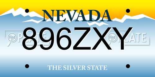 896ZXY Nevada License Plate