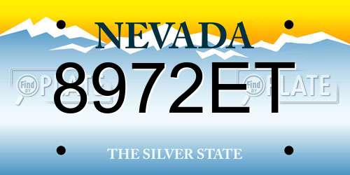 8972ET Nevada License Plate