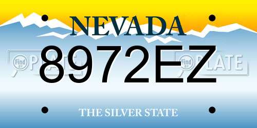 8972EZ Nevada License Plate