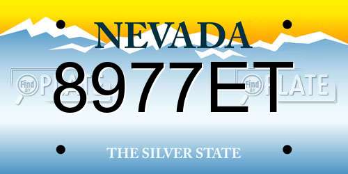8977ET Nevada License Plate