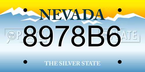 8978B6 Nevada License Plate