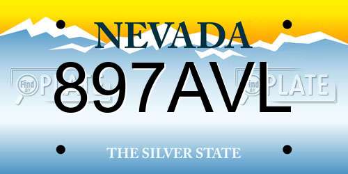 897AVL Nevada License Plate