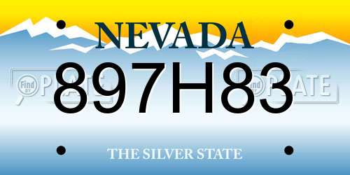 897H83 Nevada License Plate