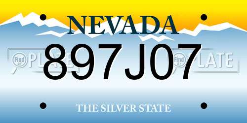 897J07 Nevada License Plate