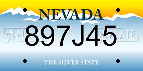 897J45 Nevada License Plate