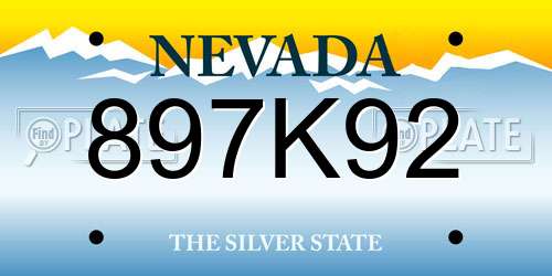 897K92 Nevada License Plate