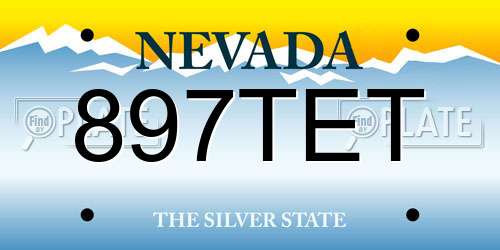 897TET Nevada License Plate