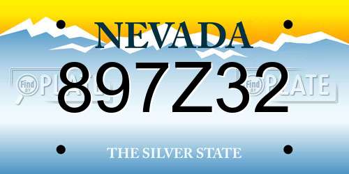 897Z32 Nevada License Plate