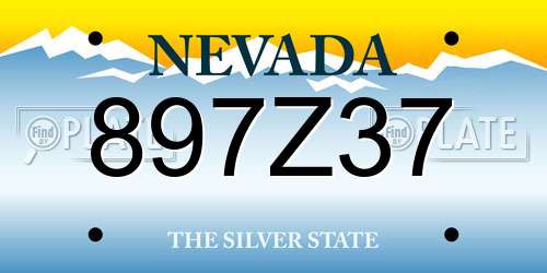 897Z37 Nevada License Plate