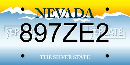 897ZE2 Nevada License Plate