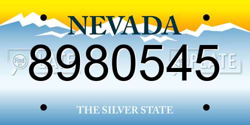 8980545 Nevada License Plate
