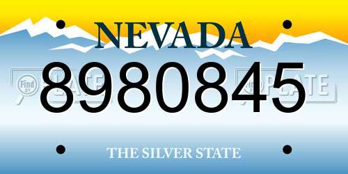 8980845 Nevada License Plate