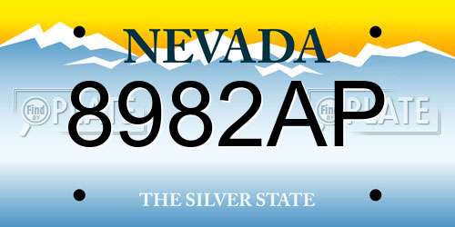 8982AP Nevada License Plate