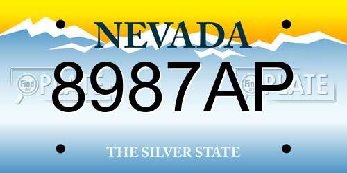 8987AP Nevada License Plate