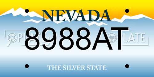8988AT Nevada License Plate