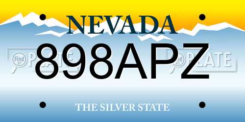898APZ Nevada License Plate