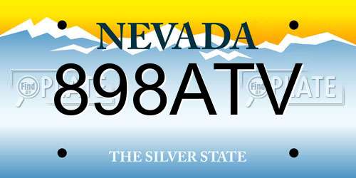 898ATV Nevada License Plate