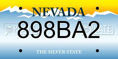 898BA2 Nevada License Plate