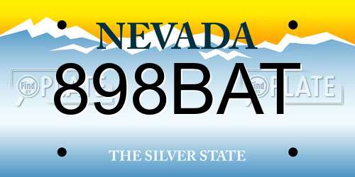 898BAT Nevada License Plate