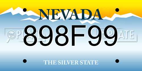 898F99 Nevada License Plate