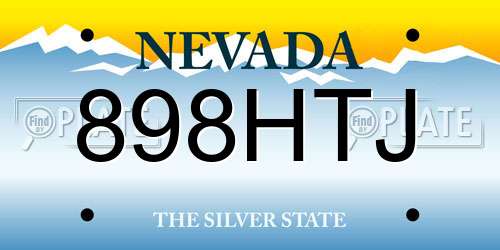 898HTJ Nevada License Plate